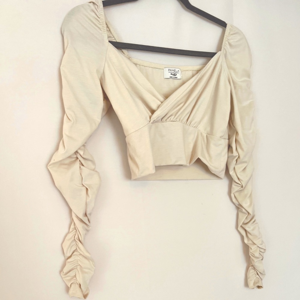 Draped Detail Recycled Long Sleeve Top, Size Small